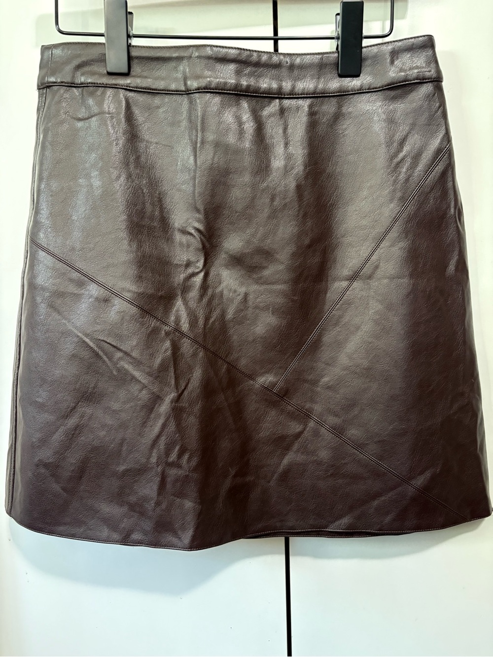 Moon River Chocolate Brown Faux Leather Mini Skirt